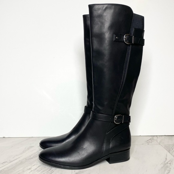 New! Naturalizer Sahara Black Faux Leather Tall Boot 8M - Picture 1 of 15
